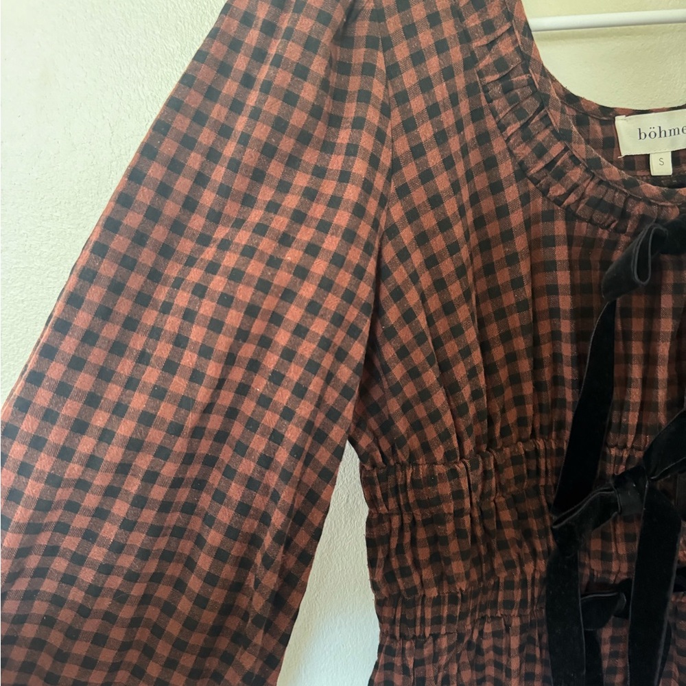 Bohme Plaid Midi Dress - Red and Black - Picture 3 of 4